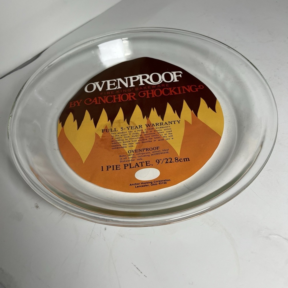 Fire King Ovenproof Anchor Hocking Pie Plate 9 Clear Dish 0.75 Quart‎